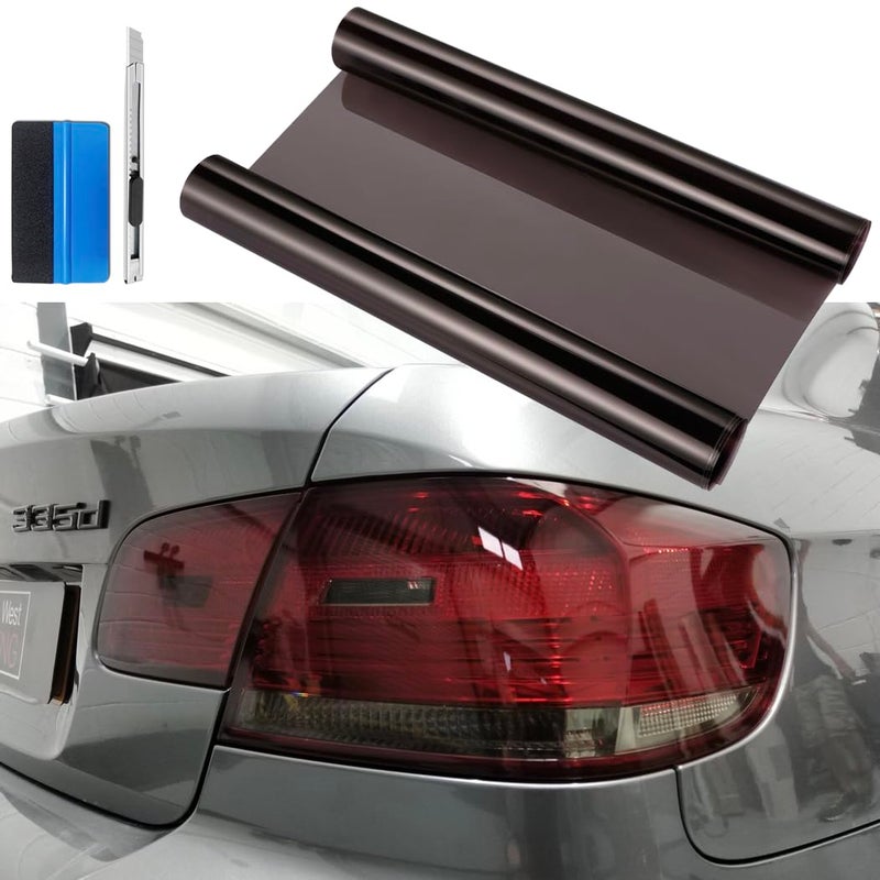fangfei 12 by 48 inches Self Adhesive Auto Car Tint Headlight Taillight Fog Light Vinyl Smoke Film Sheet Sticker Cover (Light Black) - Image 1
